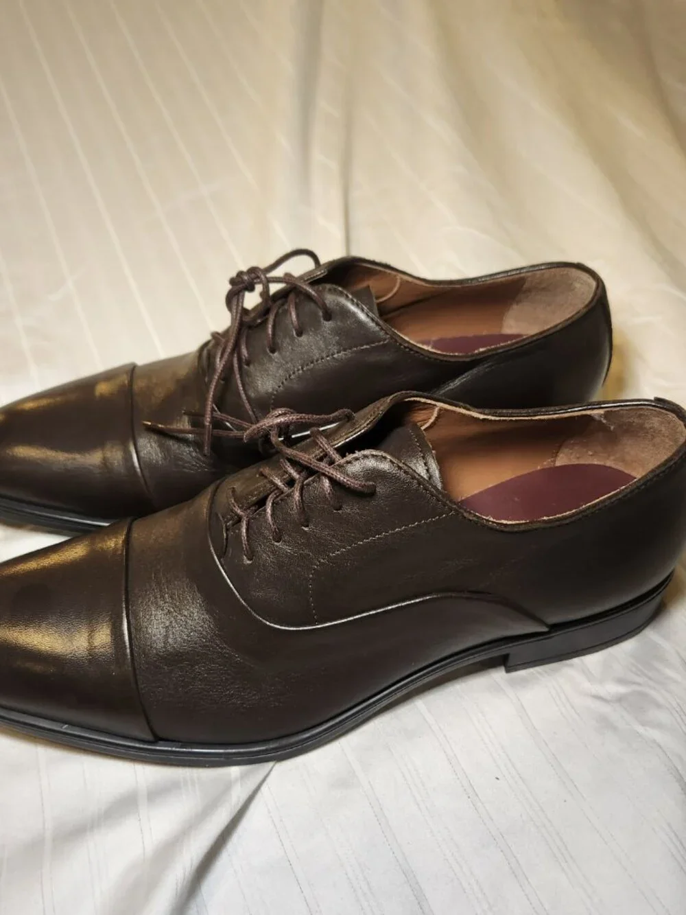 Bruno Magli Dark Brown Leather Cap Toe Oxford Dress Shoes Italy Mens 7.5